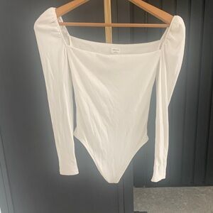 21. Aritzia Wilfred Free White Square-Neck Long Sleeve thong Bodysuit | NWOT